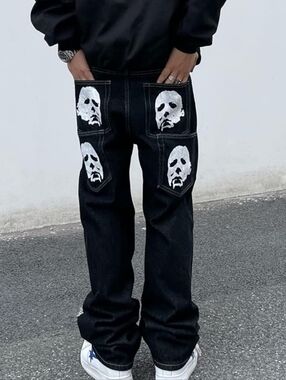 Men's Horror Streetwear Jeans Y2K Hip Hop Jeans